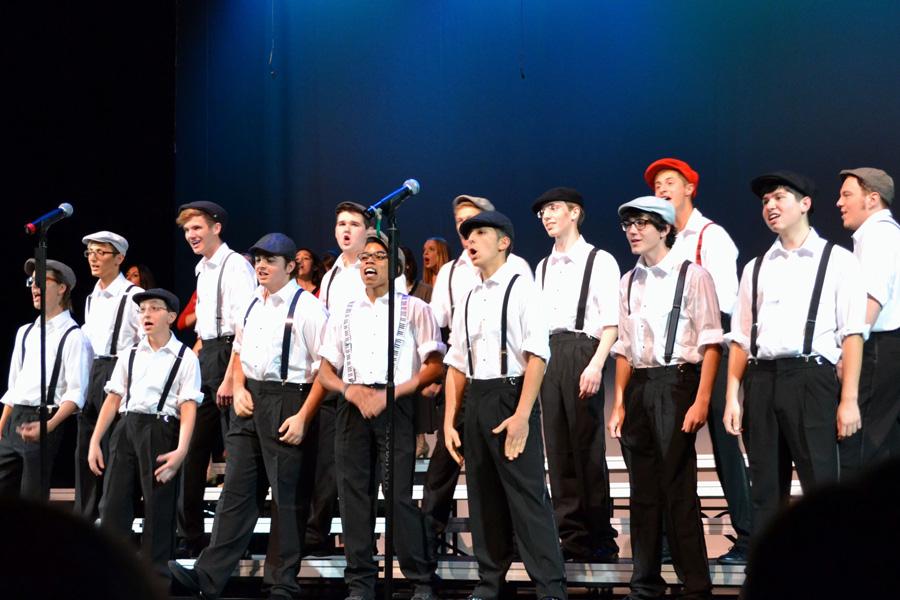 The Show Choir performs “King of New York” from “Newsie”, on Oct.15. “My favorite song to sing out of the “Newsies” medley is ‘King of New York,’ because I am the king.” Show Choir Junior Chas Cacchione said. They prepared for the concert since the beginning of the school year.
