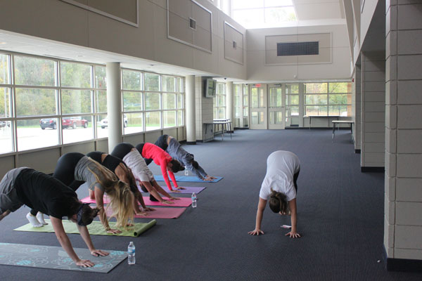 The yoga club practiced many poses throughout the 15 weeks the club met. “We had so much fun throughout the year, and we worked really hard,” junior Savanna Cooper said. The club has had its last yoga session and is done for the year. 
