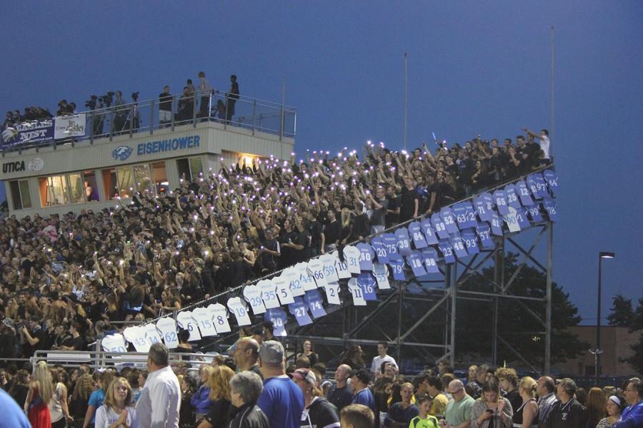 Students filled the students section, wearing all black. I was really excited for this game because its my senior year and my last homecoming game in my high school career, senior Andrew Jaracz said. Jaracz plans to attend future games.