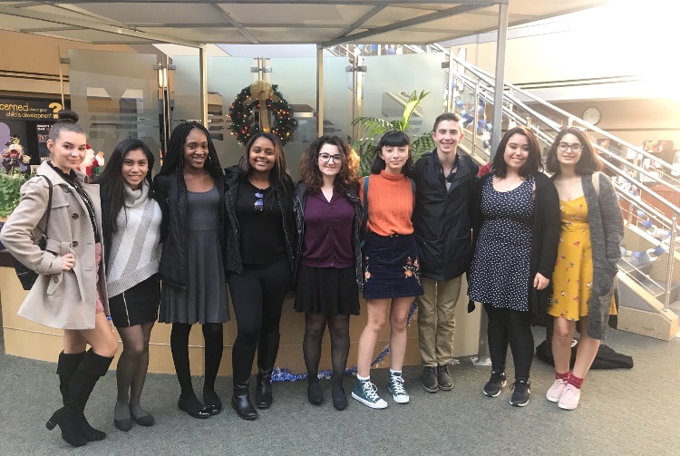 Diversity club members seniors Ayona Hudson, Asia Jones, Colin Solomon, Jasmine Duculan, Megan Nagy, sophomores Isabella Mecca, Samantha Caballero, Kylee Zook, Sophia Singos and sponsor Kimberly Hodsdon attend the Macomb Diversity Summit on Tuesday, Nov. 28. The group listened to and learned from speakers to help better themselves and others.