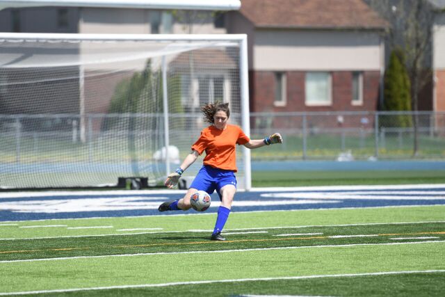 Junior Allison Auten playing soccer. 