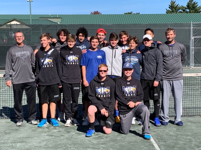 After the team competed, they posed for a quick picture. “Although we lost almost all of the matches we still had fun, sophomore singles player Evan Shallow said. The team lost at states.