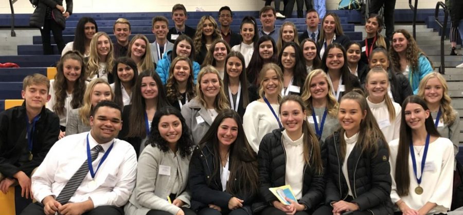 With medals around their necks, Health Occupations Students of America (HOSA) members celebrate their regional competition success. “I feel I performed very well. I just used my prior knowledge and just showed it off,” junior Alessandra Gigliotti said. Giolitti placed third, which qualified her for States along with 25 other members.