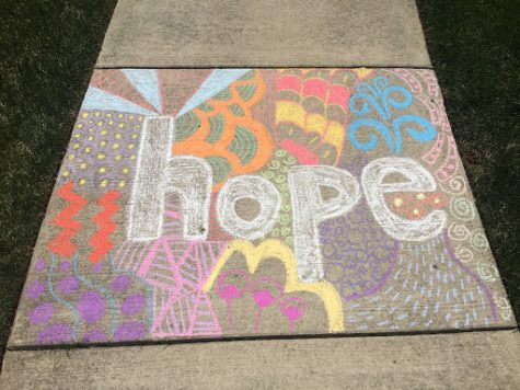 While enjoying the beautiful day on Saturday, I go outside with my sister. We had just gotten a big box of chalk, so we decided to make some cool designs; I did this and put it on the sidewalk, so when people come by they can see it. A day after this, it rained unfortunately so all of our drawings got washed away.