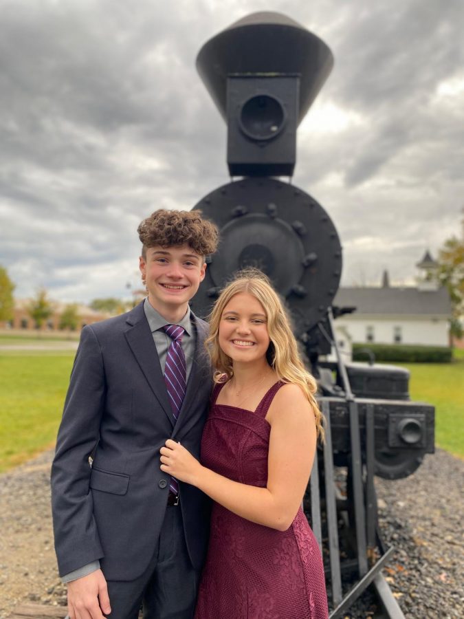 Even though COVID cancelled school’s homecoming plans, senior Kendall Westgate and junior Ryan Level make the best of the year. The couple went to Mae Stecker to take pictures and then went to eat at the Detroit Fish House Company. “I definitely recommend having a fake homecoming, Westgate said. “Its a great opportunity to hangout with your friends and get all dressed up for a night.”
