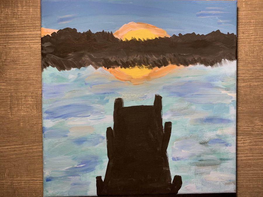 In her free time, junior Lauren Devereux likes to paint on a canvas. “I like painting because it relaxes you and allows time away from a screen,” Devereux said. The painting, painted last year, took about two hours from start to finish. 