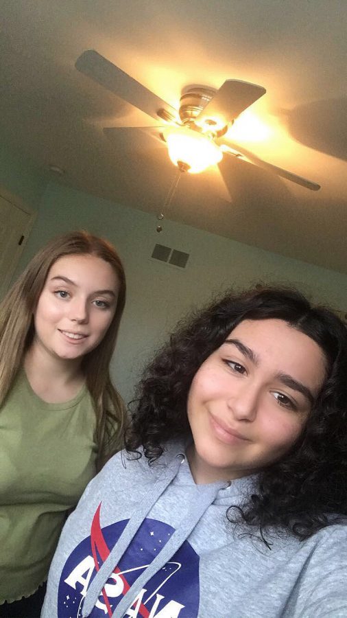 Sophomores Ally Vohs and Ashlynn Durham reminisce about previous fully in-person school years. “I miss working with friends and meeting new people the most,” Ashlynn Durham said. They look forward to attending in-person learning full time in the near future.
