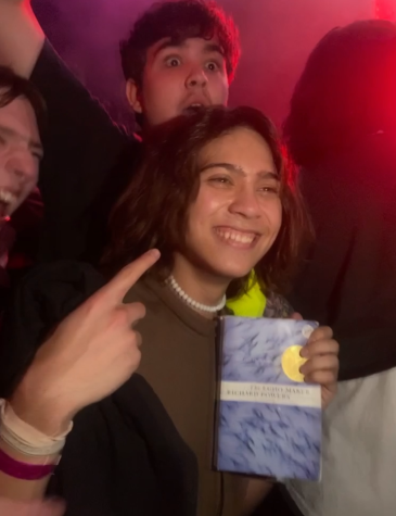 Senior Anthony Franco holding the book “The Echo Maker” after getting it recognized by the rapper, Tyler the Creator. He looked at the back of the book, read the first sentence, then decided the book was bad,” said Franco.  Franco and his fellow seniors plan to keep getting recognized at more concerts to come.