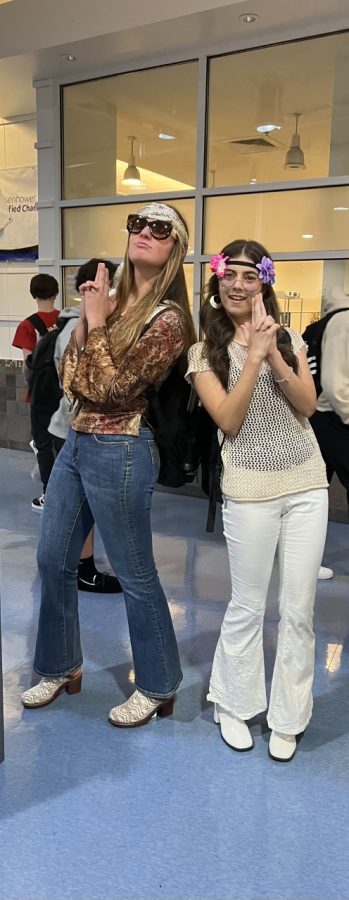 70’s Day! Sophomore Devyn Raymond had decided to dress up for 70’s day. She had wanted to participate in spirit week, since it is her first year of high school. “I thought high school was going to be a fun experience and I thought this was the way to start that,” Devyn Raymond said. 

