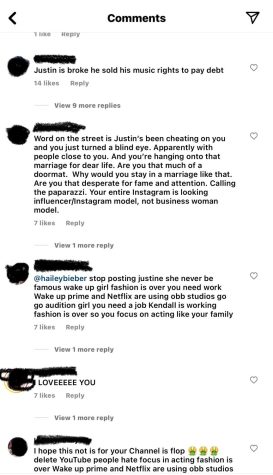Backlash burden. Hailey Bieber posted a picture of her modeling, and some people in her comments were not happy. Bieber receives hate from any little thing she says or does. Her comment section is full of hate speech and people saying rude things about her and her photo. 