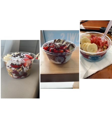 Each of the bowls listed side by side, the Cosmic Dream bowl (left), Nutella bowl (middle) and the Sunrise bowl (right).