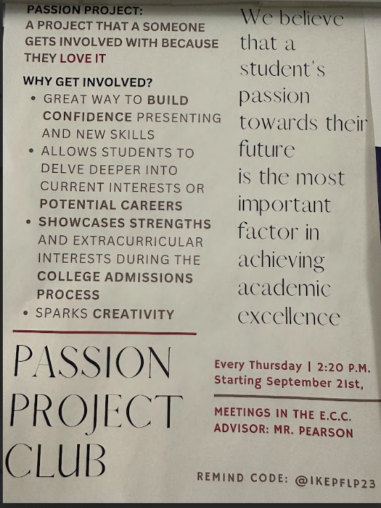 People%2C+projects%2C+and+passions.+Senior+founder+Angelina+Eleas+creates+the+Passion+Project+Club%2C+bringing+students+together+to+express+their+interests+through+projects.+The+Project+Passion+Club+takes+unpopular+passions+not+at+Eisenhower+and+allows+students+to+research+them+through+projects.+%0A