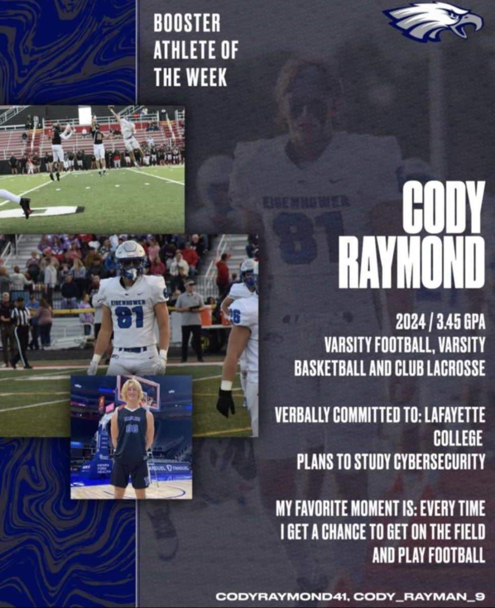 Touchdown. The Athletic Booster Club names senior Cody Raymond as Booster Athlete of the Week. Raymond plays other sports including basketball and lacrosse. 