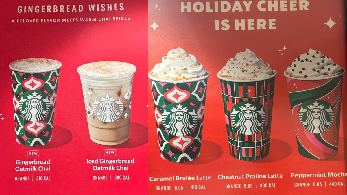 Jolly drinks. Starbucks’ winter menu returns again with one new drink. Consisting of four lattes and one mocha, a new drink has been introduced, the gingerbread oat milk chai latte. Separately all drinks leave a positive impression.
