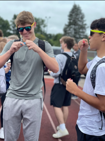 During the 2023 senior sunrise, alumni blow bubbles together. This year's senior sunrise will contain similar activities including a student decided staff speaker. 
