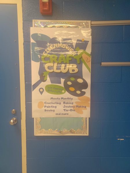 Outside of room 415, the Arts and Crafts Club put up their poster. The club was made to give students a creative outlet. Every month a new craft is selected for the members to do. "There's no judgment on how well something turns out or not, and it gives people a different opportunity to learn new skills," club sponsor Connie Wakefield said.