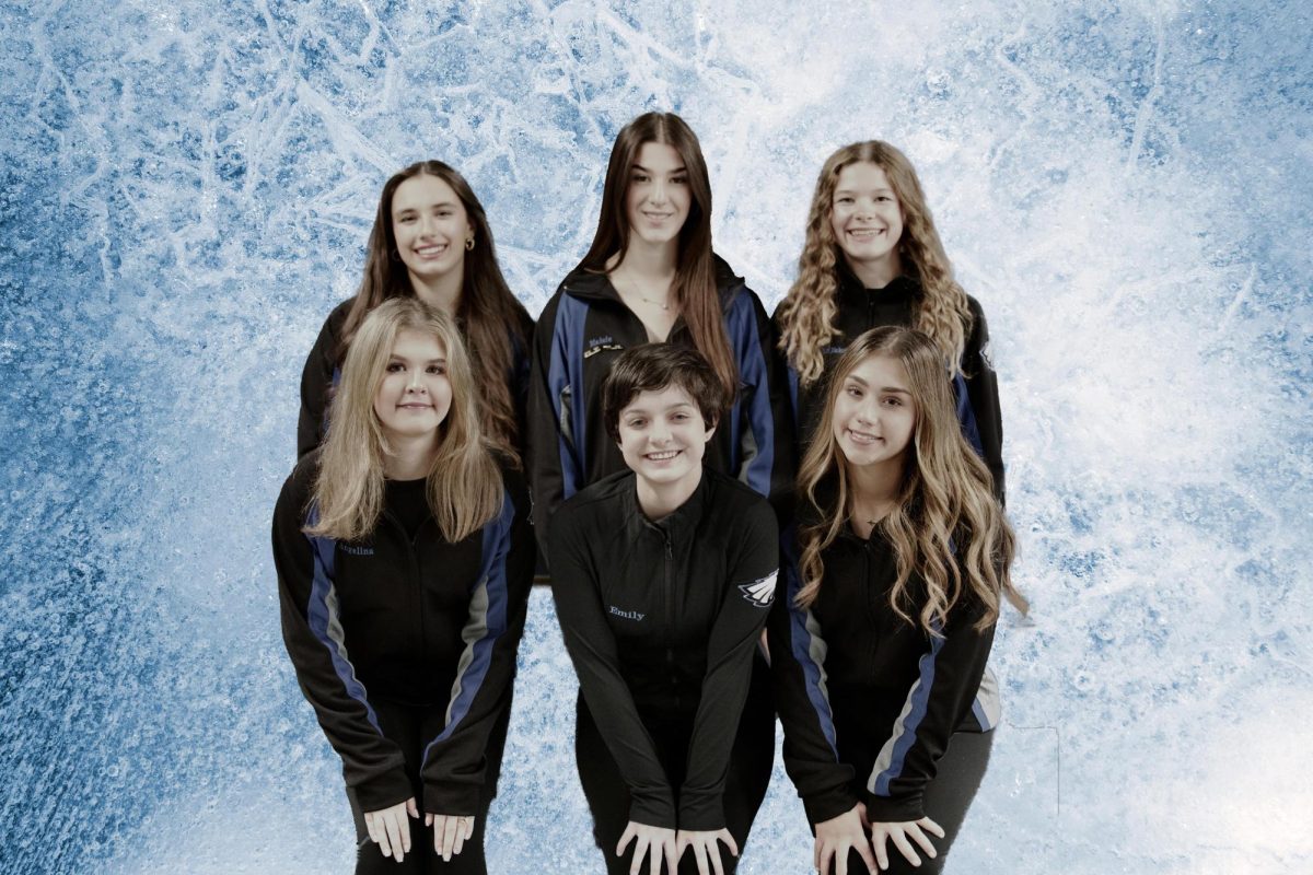 The figure skating team puts on they’re team spirit wear to take team pictures. Each figure skater individually prepares for upcoming competitions. “I’ve seen people figure skate when I was younger and ever since it’s been my passion,” senior Emily Renaud said. 
