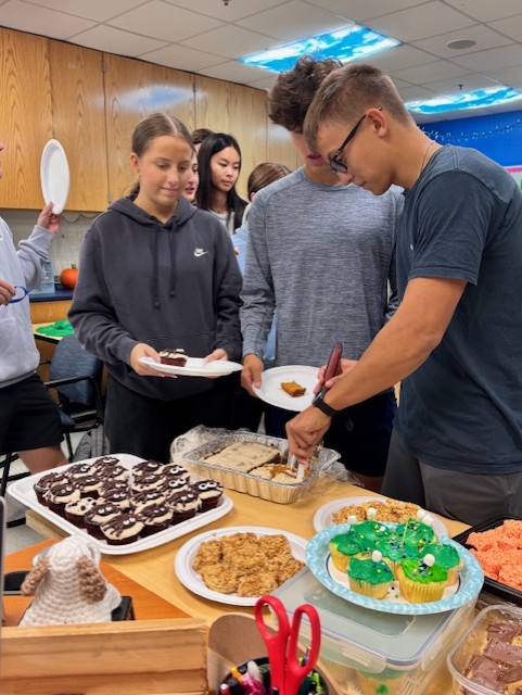 During a club meeting, students gather to eat bake goods. This was the Baking Club's Halloween gathering. "All students are welcome to join, they're encouraged to," junior Katarina Zaborny said.